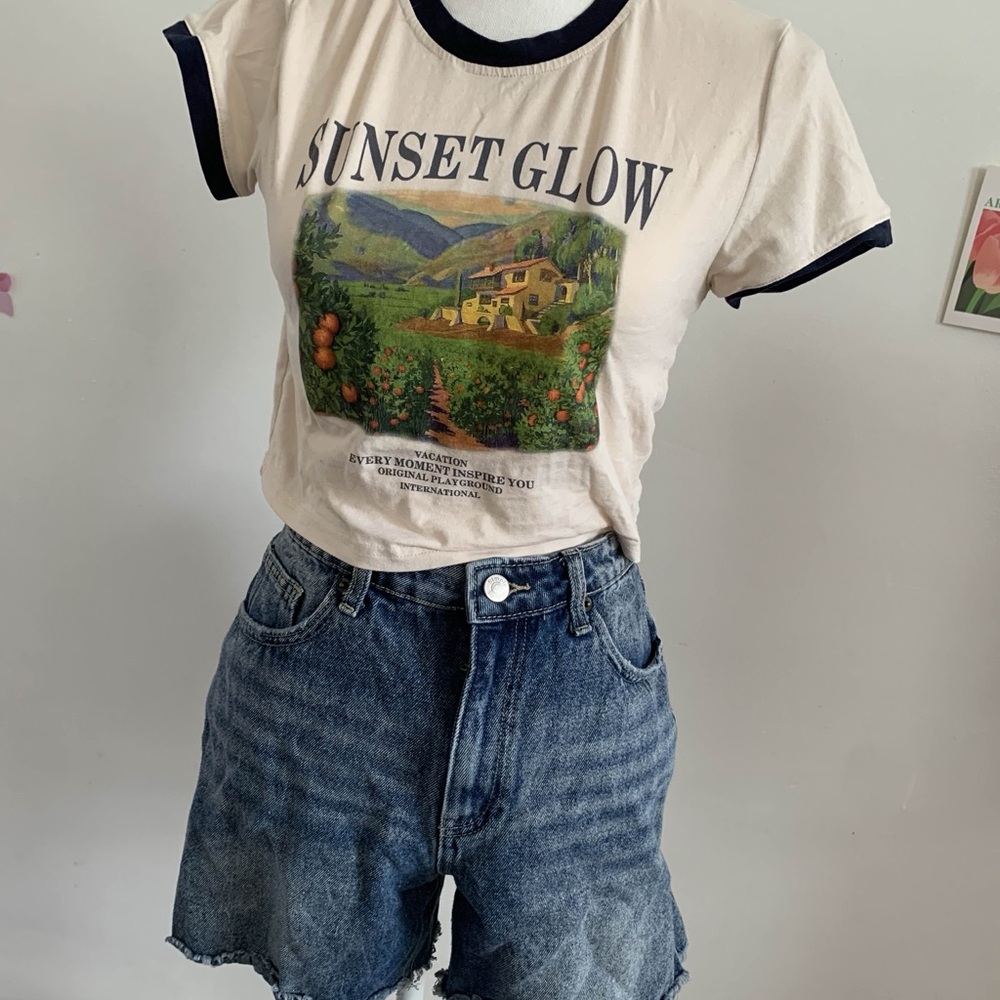 T shirt and jean shorts set